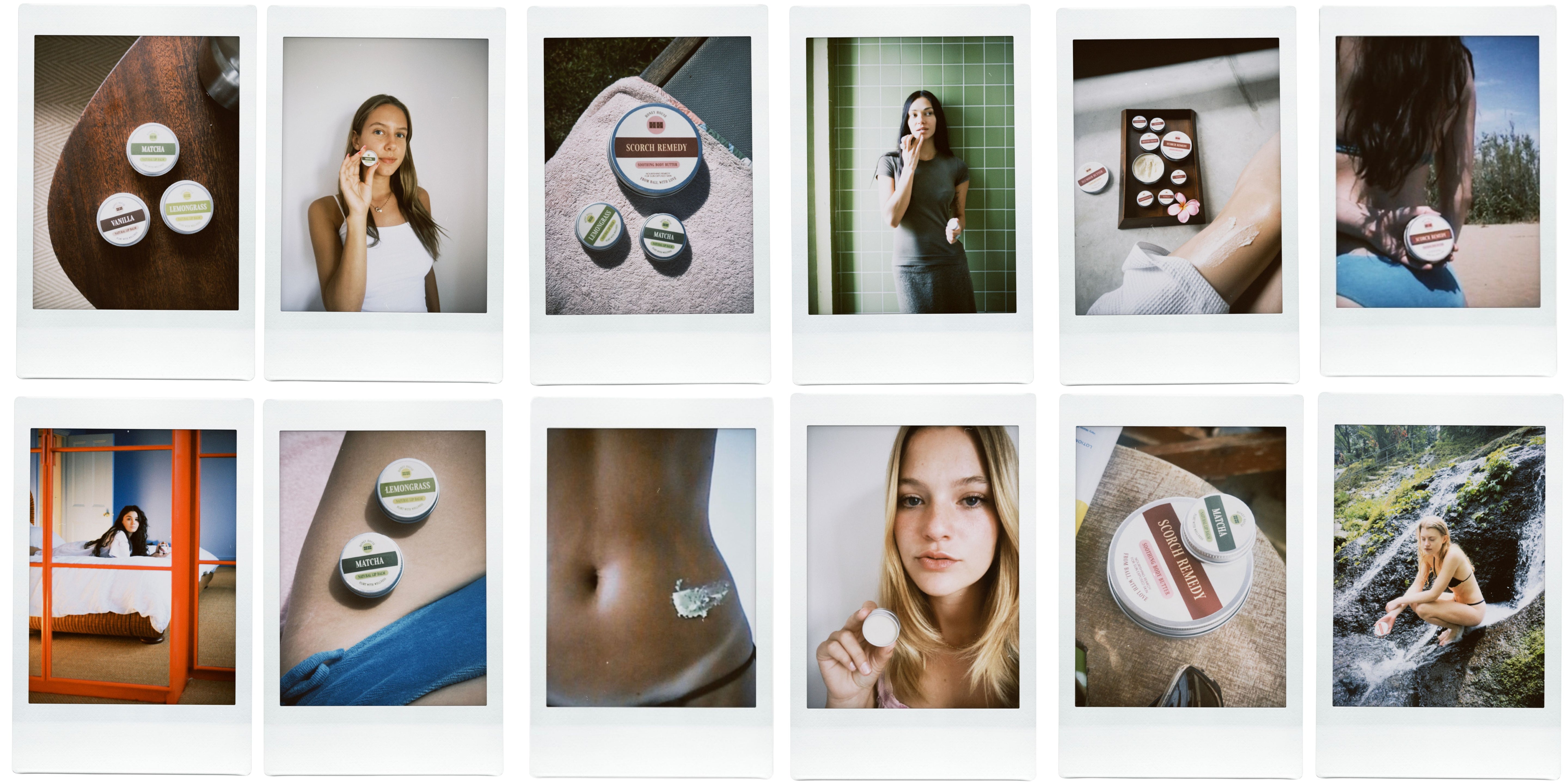 Flirt with Wellness – Polaroid collage by Honey House celebrating everyday softness, rest, and real-life care
